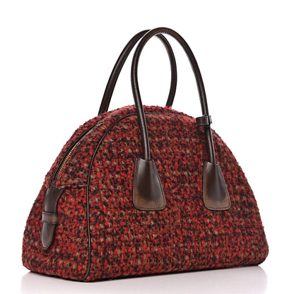 Prada Tessuto Tweed Vitello Bowling Bag Lacca Knicker 3 of 17