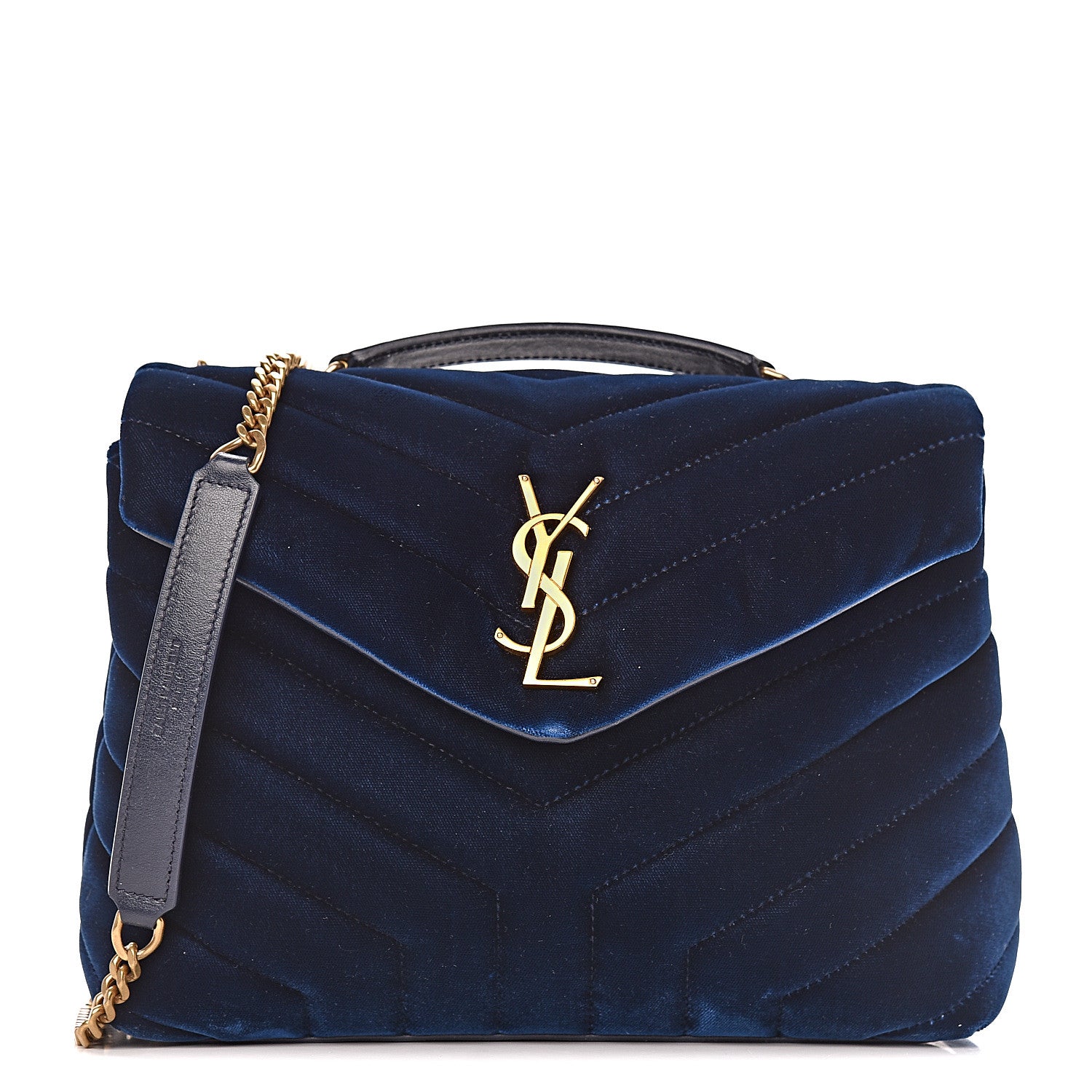 Saint Laurent Velvet Y Quilted Monogram Small Loulou Chain Satchel Medium Blue 1 of 21