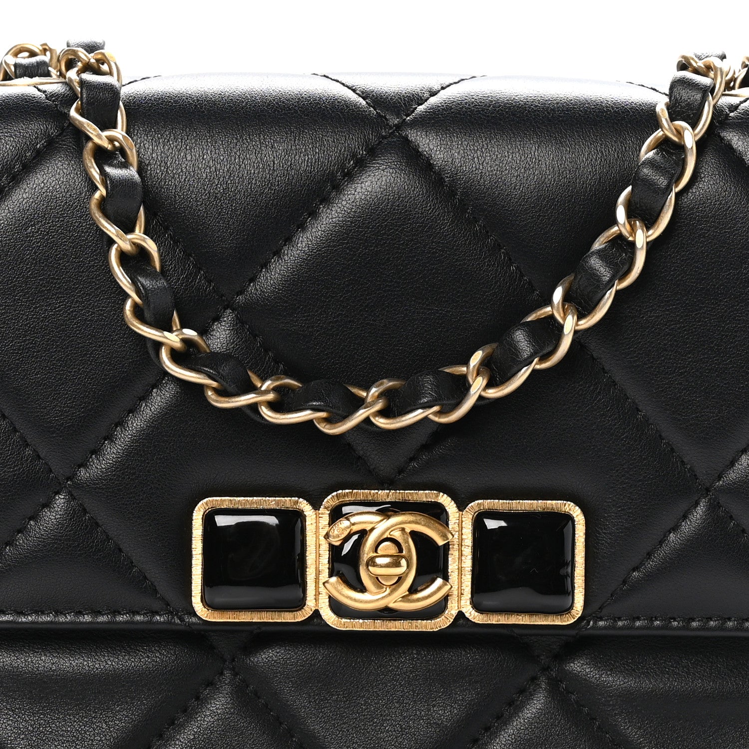 Chanel Calfskin Resin Quilted Mini Flap Black 9 of 12