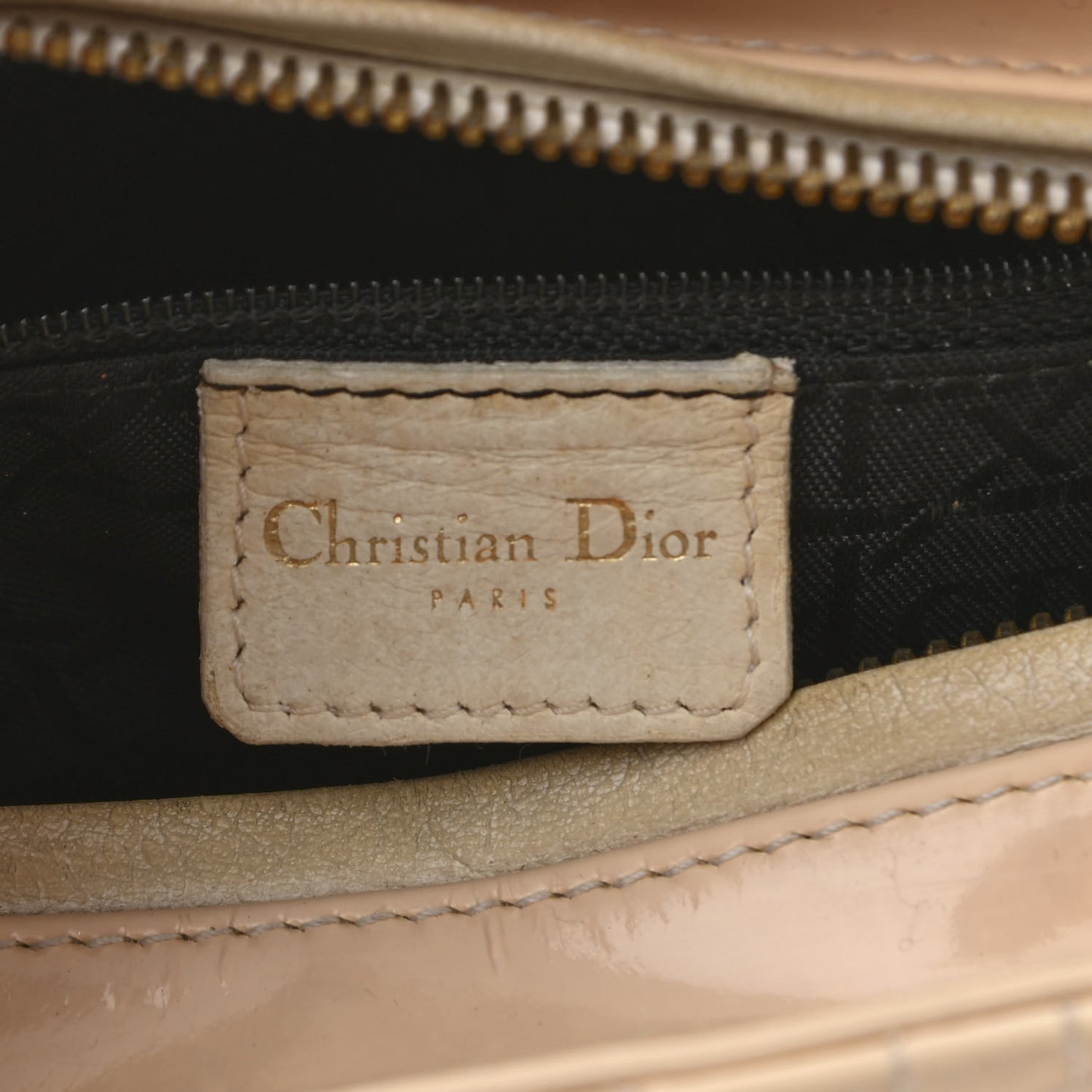 Patent Cannage Medium Lady Dior Beige