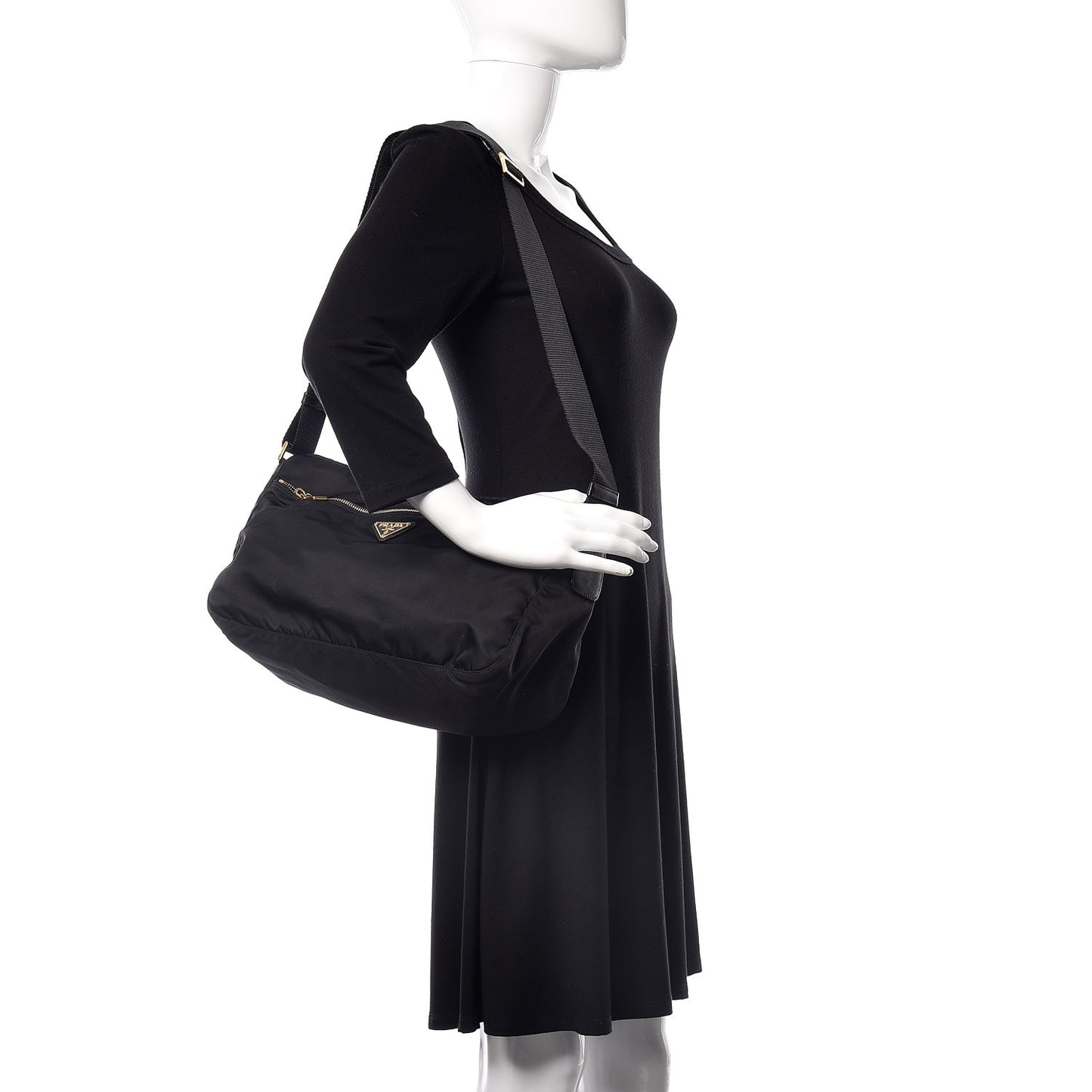 Nylon Vela Colour Messenger Bag Black