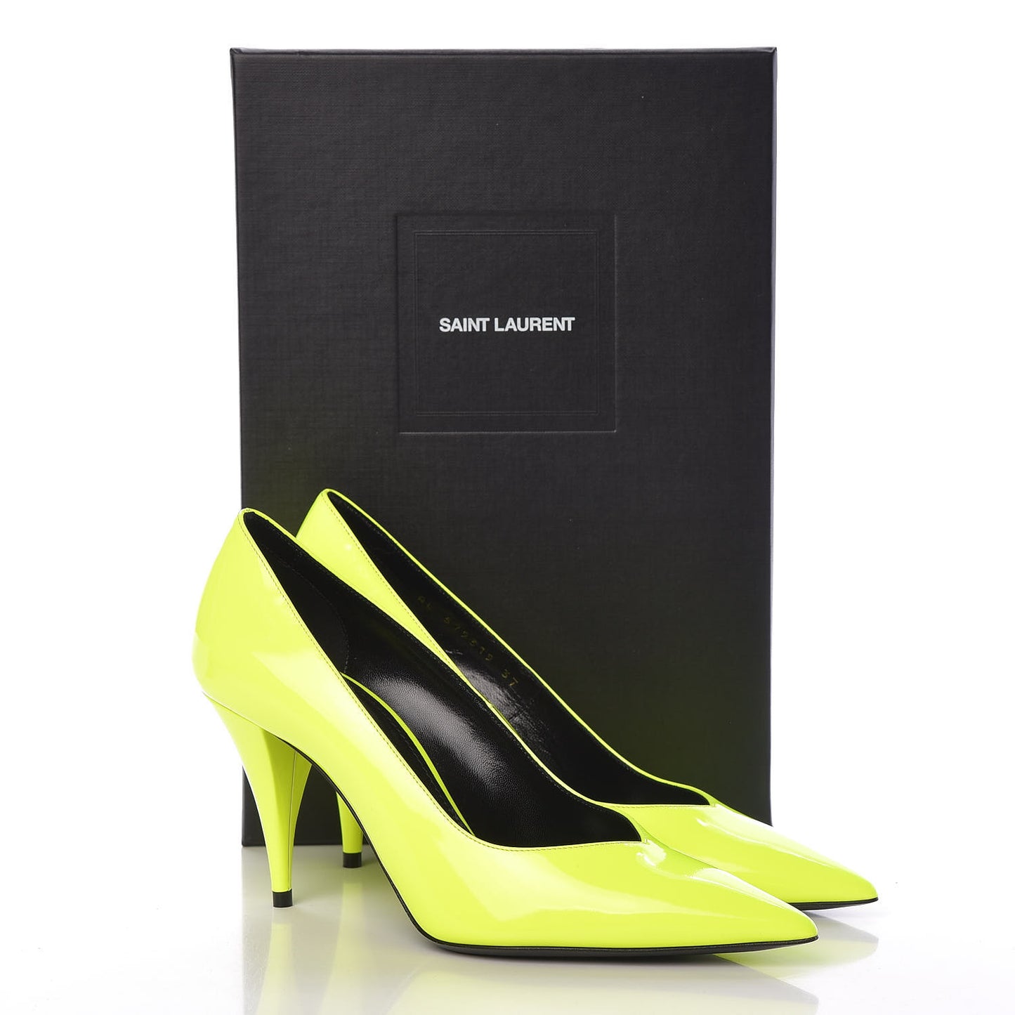 Patent Calfskin Kiki 85 Pumps 37 Yellow Fluo