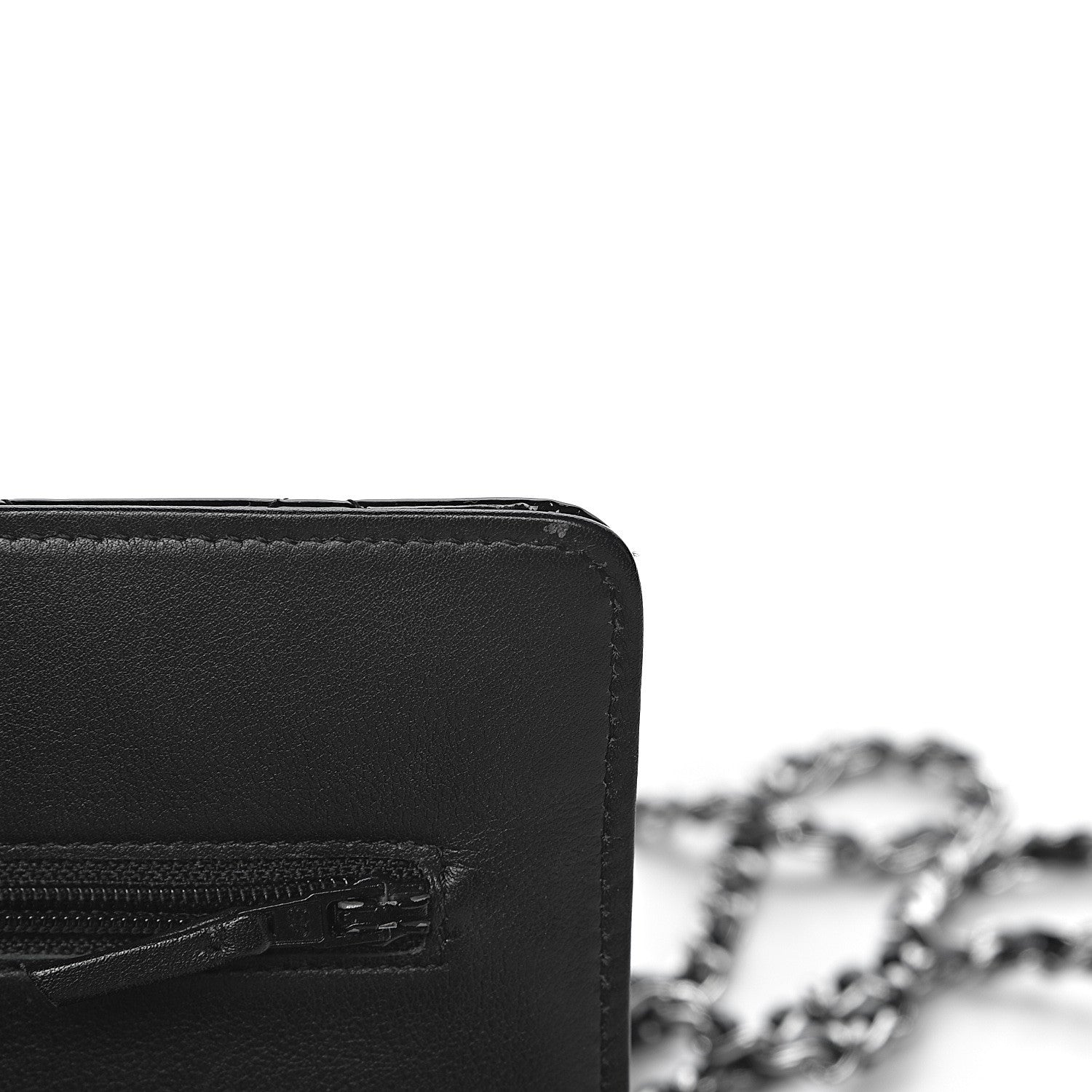 Chanel Patent Quilted Wallet On Chain WOC Black 10 of 14