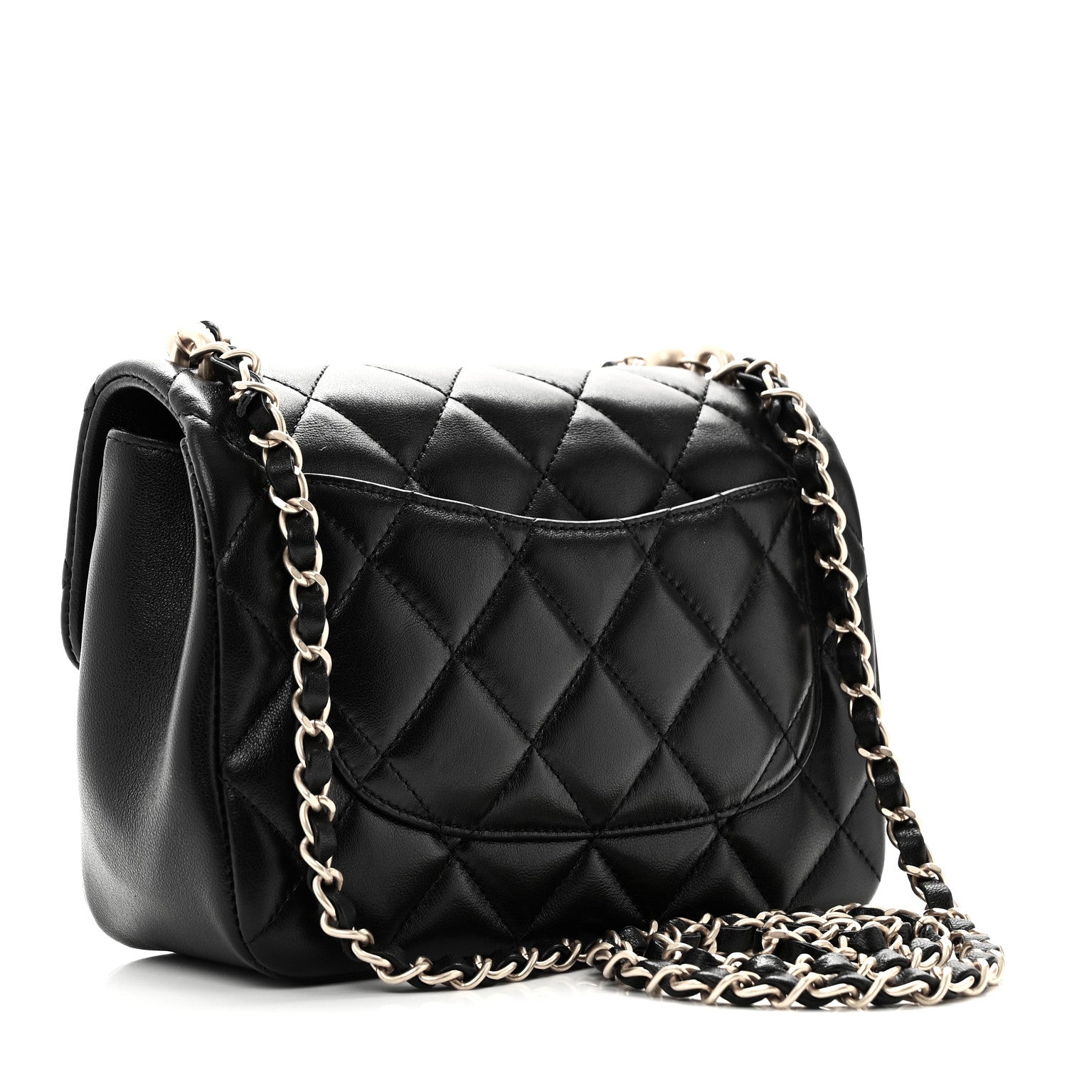 Chanel Shiny Lambskin Quilted Pearl Twist Mini Square Flap Black 3 of 10