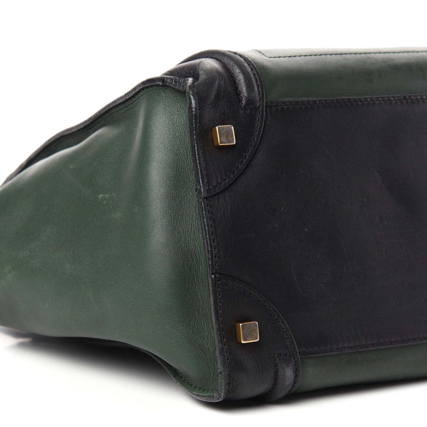 Celine Satin Calfskin Mini Bi-Color Luggage Bottle Green Black 8 of 10