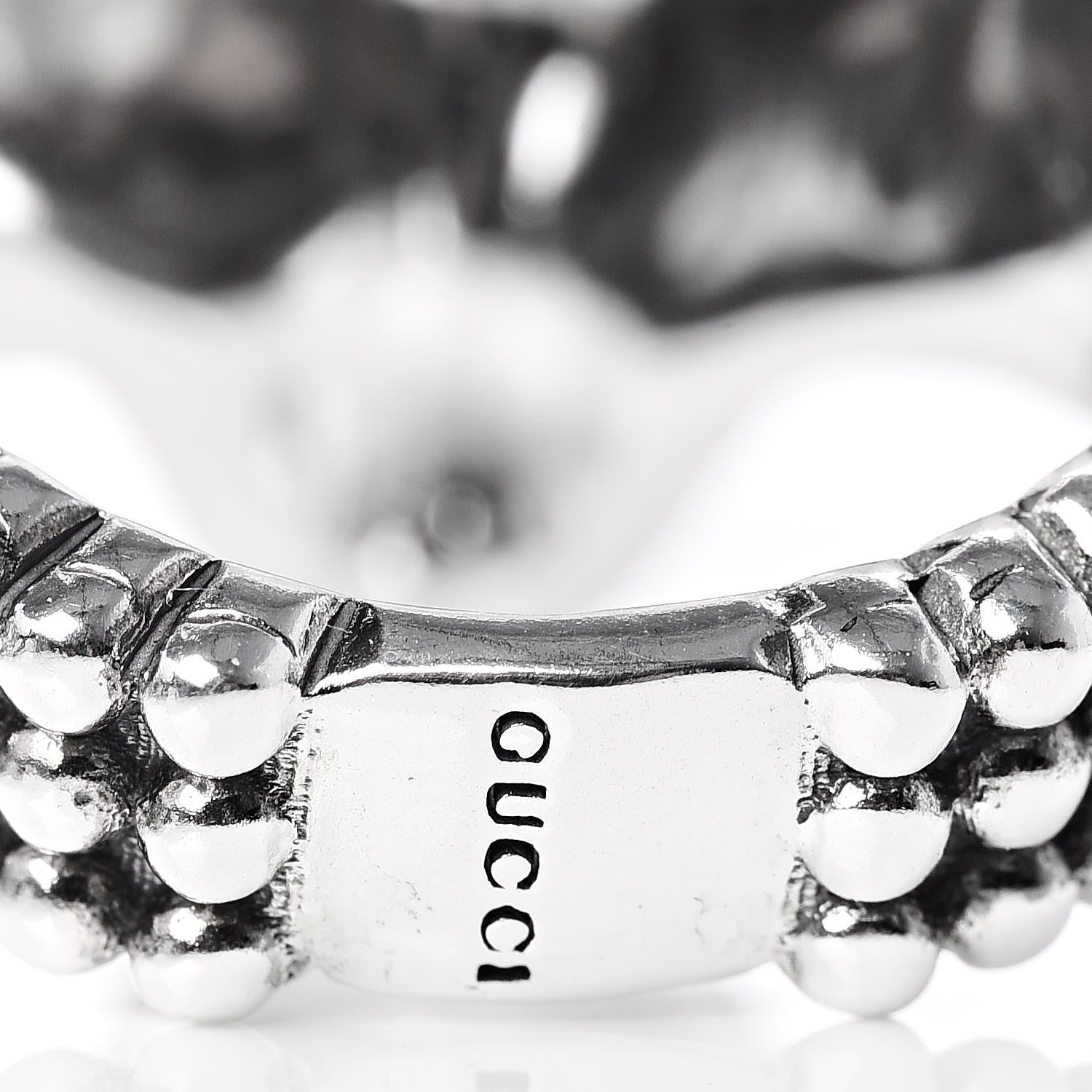 Gucci Sterling Silver Resin Anger Forest Wolf Head Ring 54 6.75 6 of 11