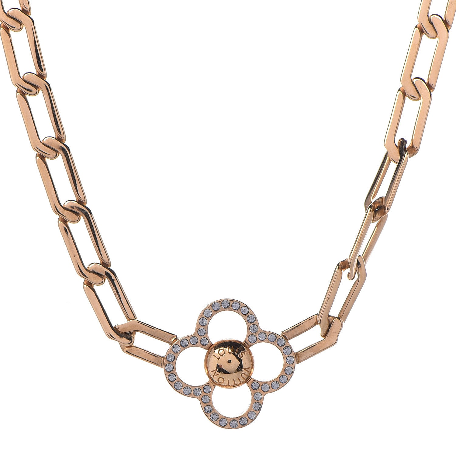 Louis Vuitton Swarovski Crystal Flower Power Necklace Gold 4 of 6