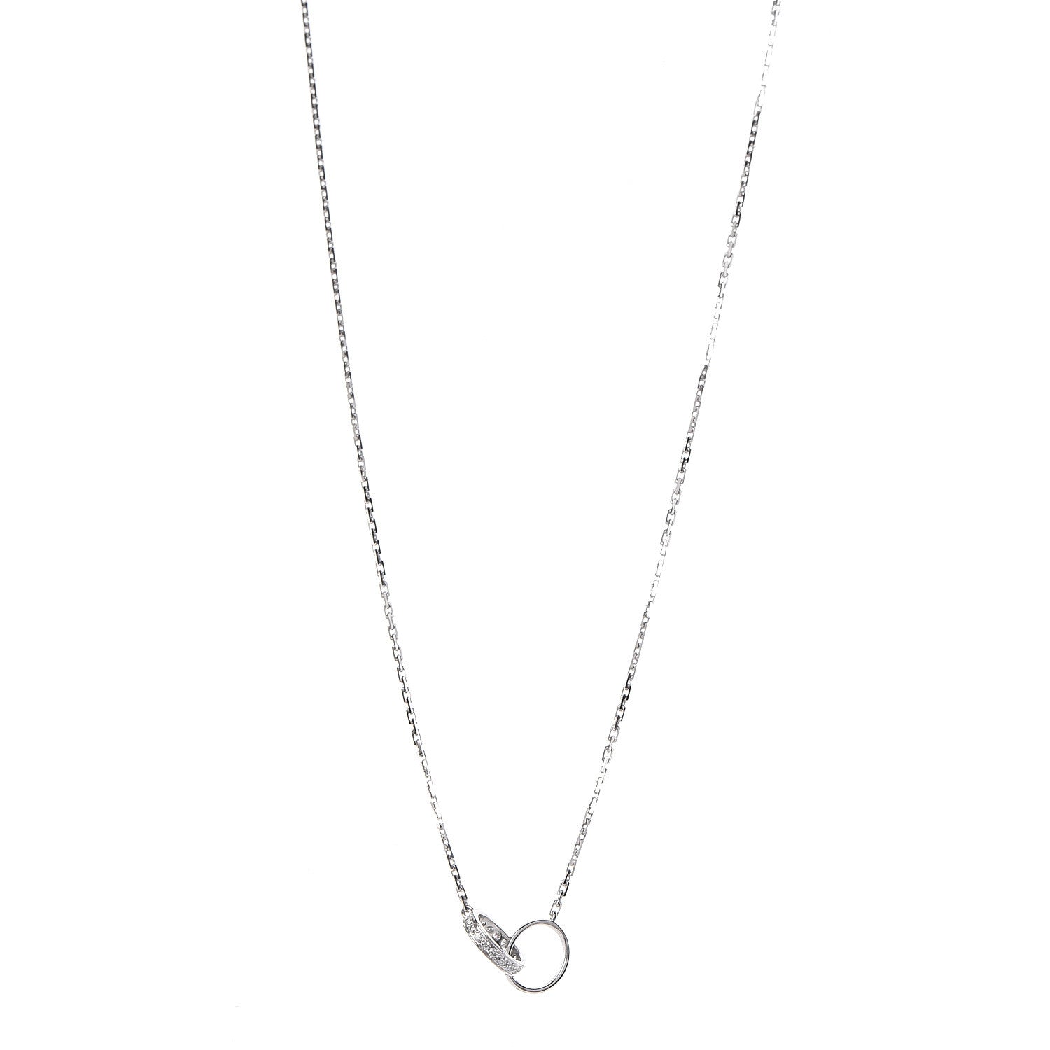 Cartier 18K White Gold Diamond Interlocking LOVE Necklace 1 of 8
