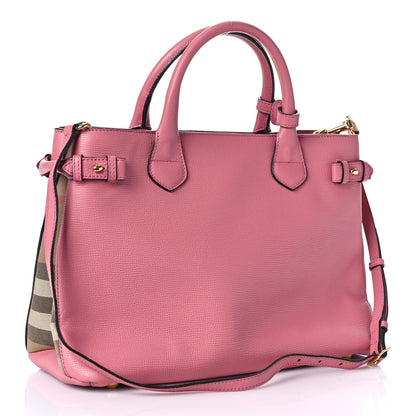 Burberry Grainy Calfskin House Check Medium Banner Tote Mauve Pink 3 of 10