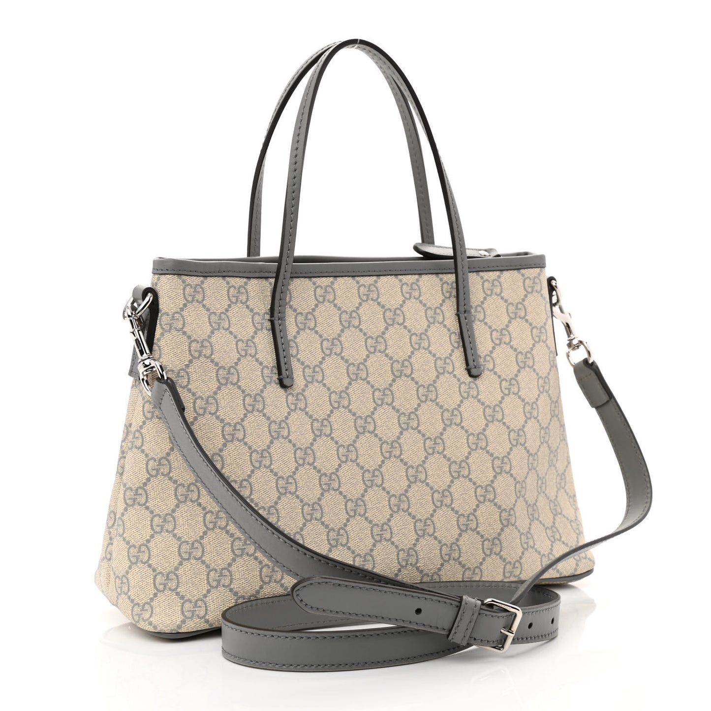 GG Supreme Monogram Small Zippered Tote Ecru Grigio