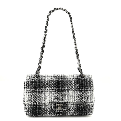 Chanel Tweed Quilted Medium Double Flap Beige White Black 1 of 11