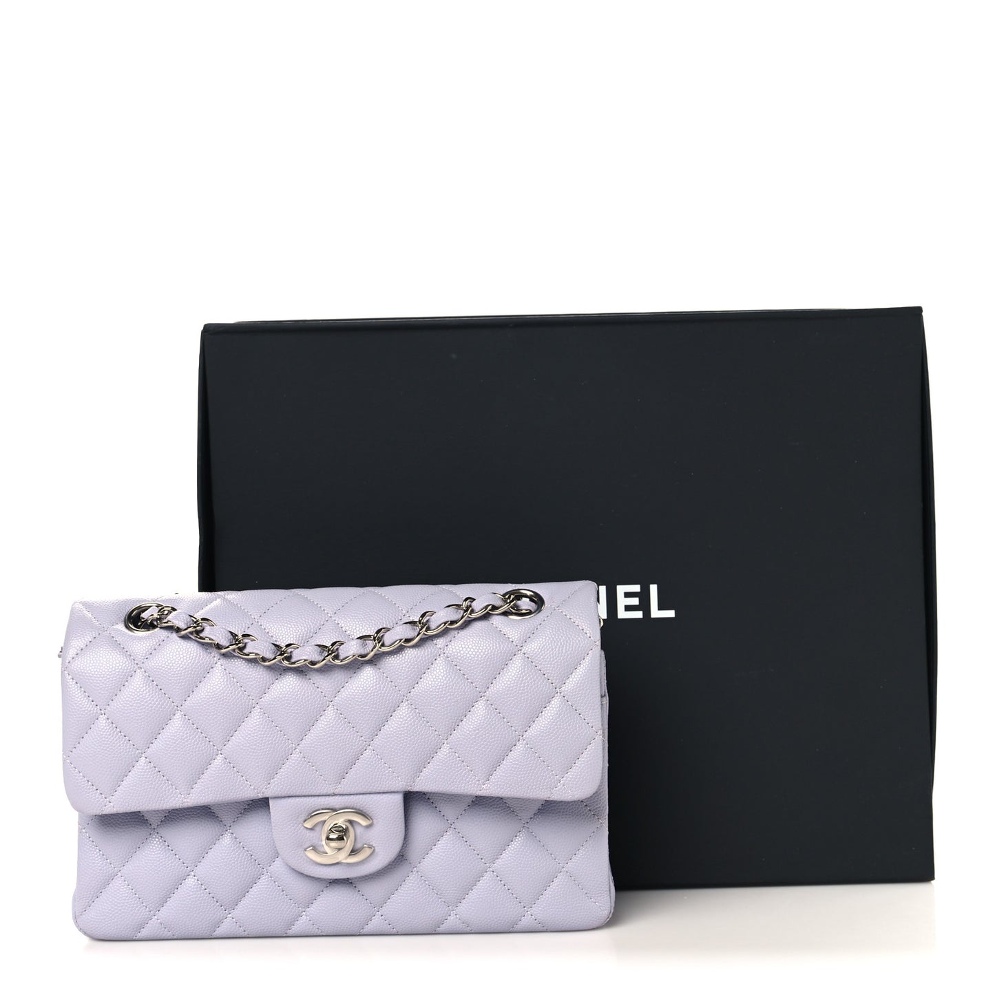 Caviar Quilted Small Double Flap Light Purple