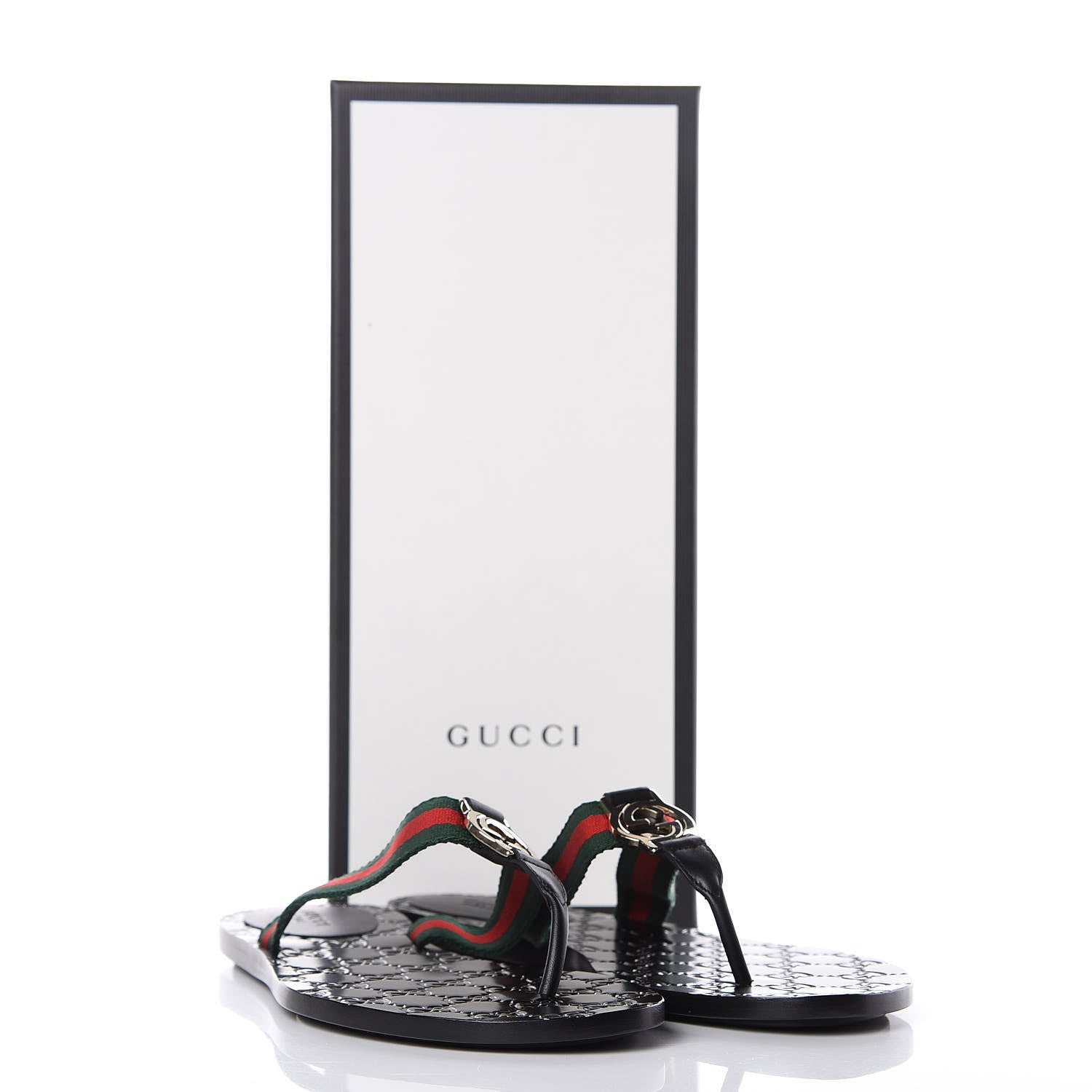 Gucci Nylon Guccissima Web Womens Thong Sandals 38.5 Green Red Black 8 of 8