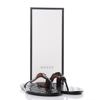 Gucci Nylon Guccissima Web Womens Thong Sandals 38.5 Green Red Black 8 of 8