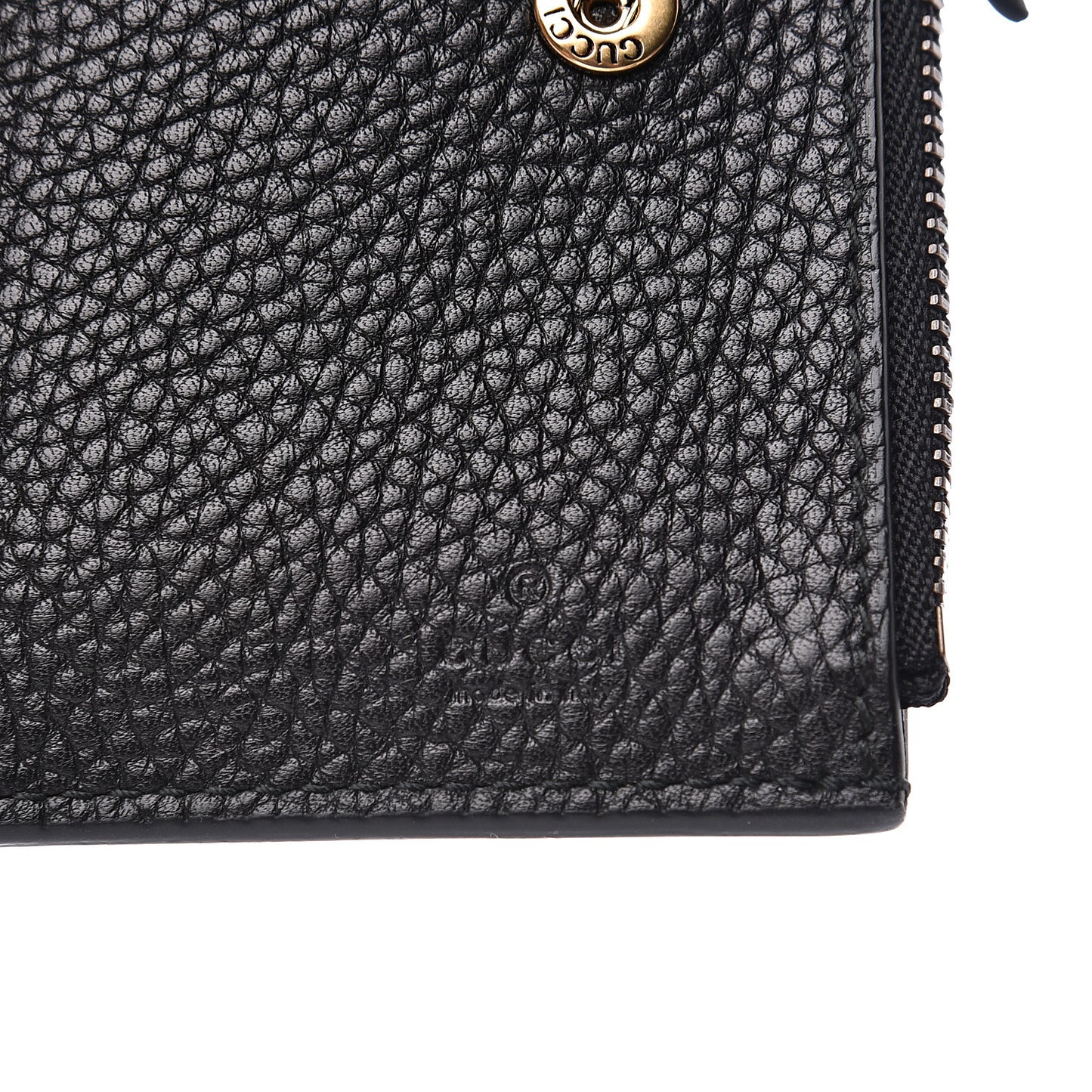 Pebbled Calfskin Animalier Card Case Wallet Black