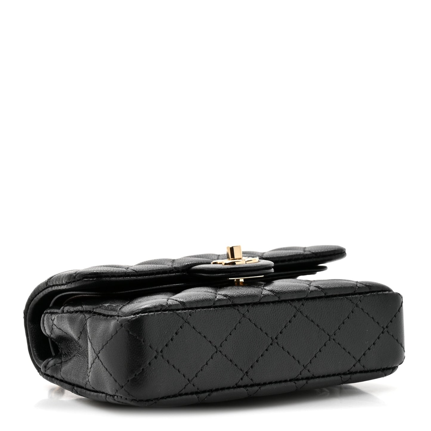 Lambskin Quilted Mini Flap Bag Charm With Hook Black