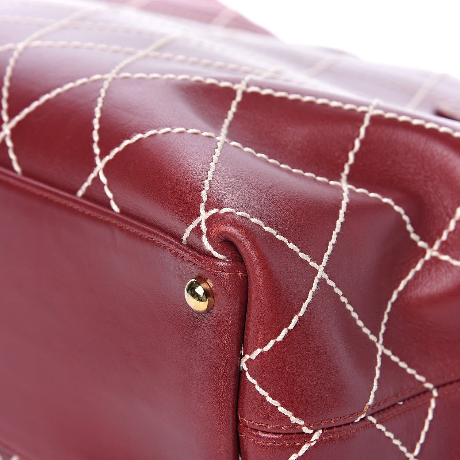 Chanel Calfskin Wild Stitch Large Tote Burgundy 12 of 13