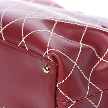 Chanel Calfskin Wild Stitch Large Tote Burgundy 12 of 13