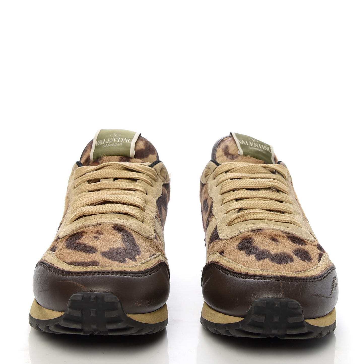 Calf Hair Suede Leopard Print Womens Rockrunner Sneakers 37 Multicolor