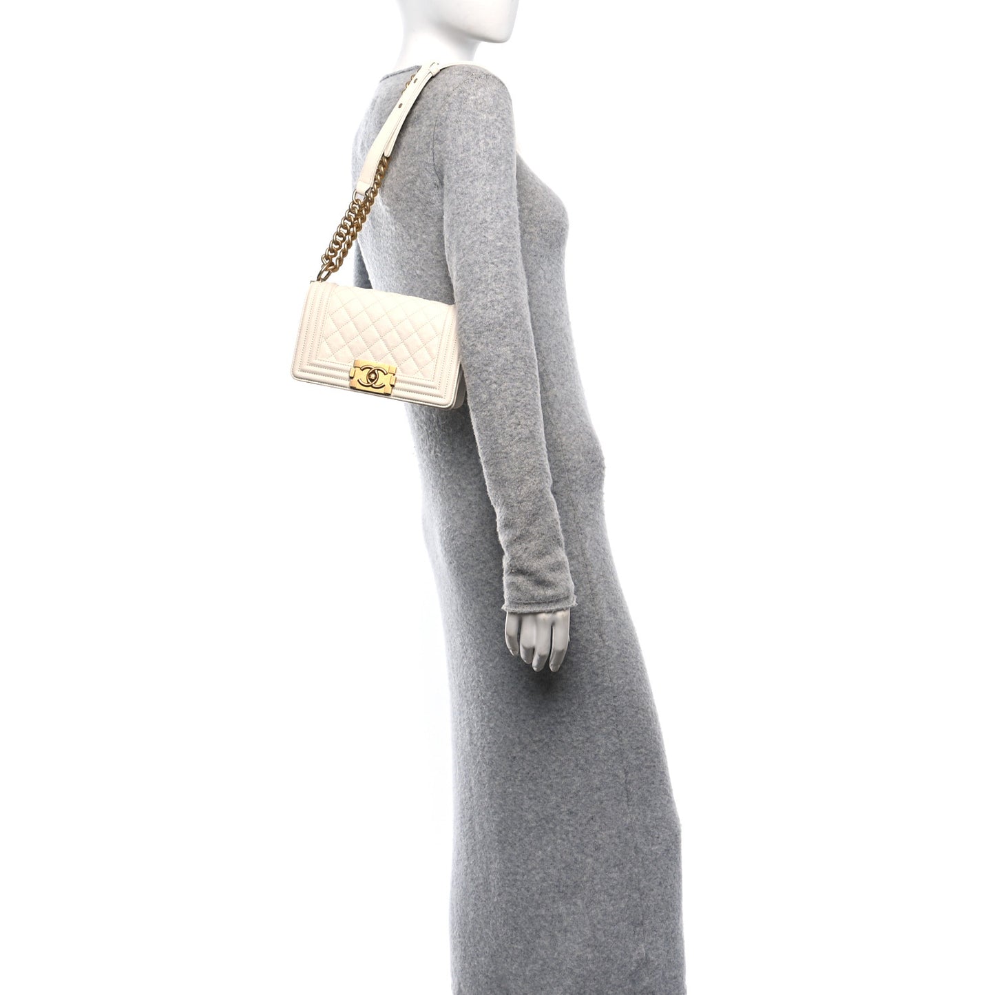 Caviar Quilted Small Boy Flap White