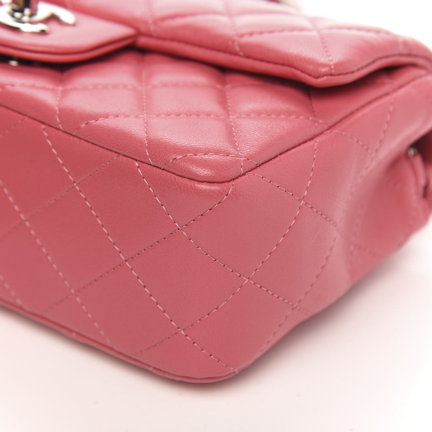 Lambskin Quilted Mini Rectangular Flap Pink