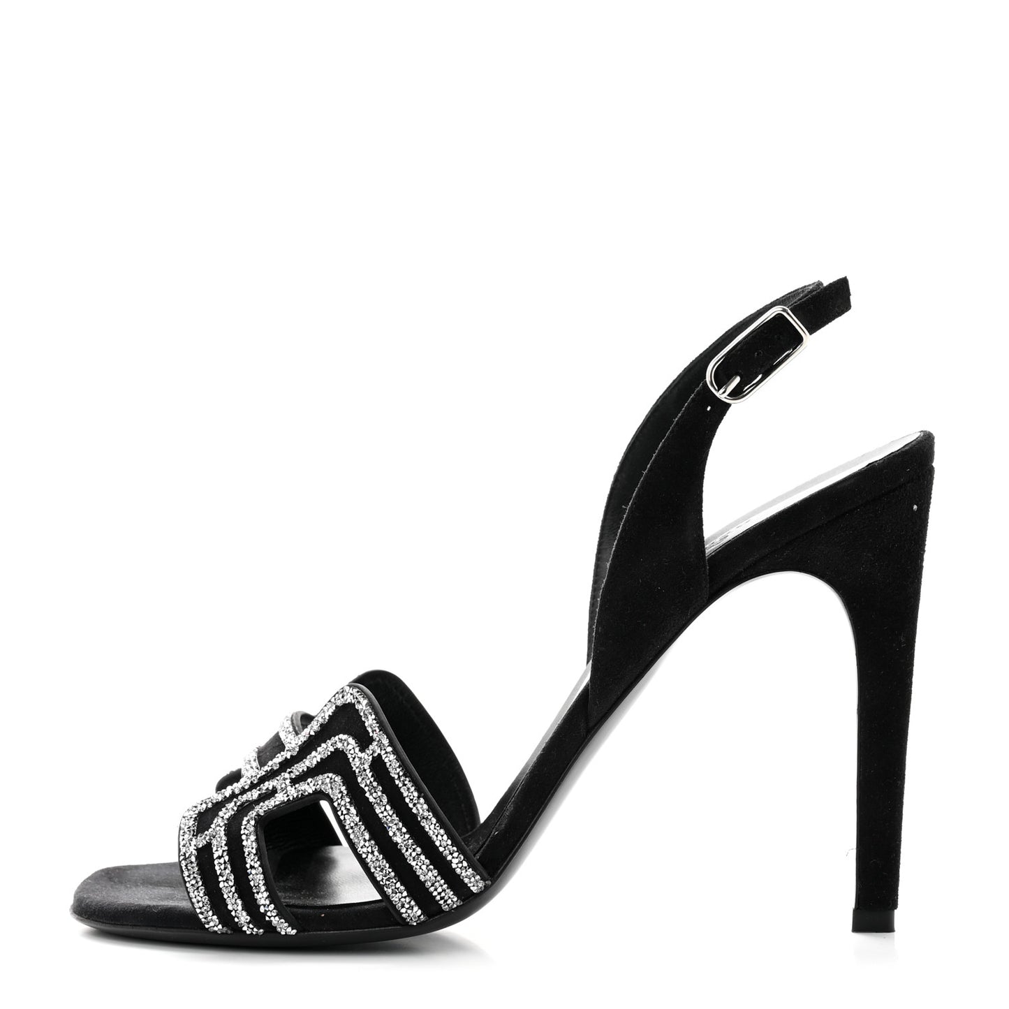 Suede Goatskin Embellished Ella 105 Sandals 40 Black