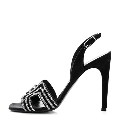 Hermes Suede Goatskin Embellished Ella 105 Sandals 40 Black 1 of 8
