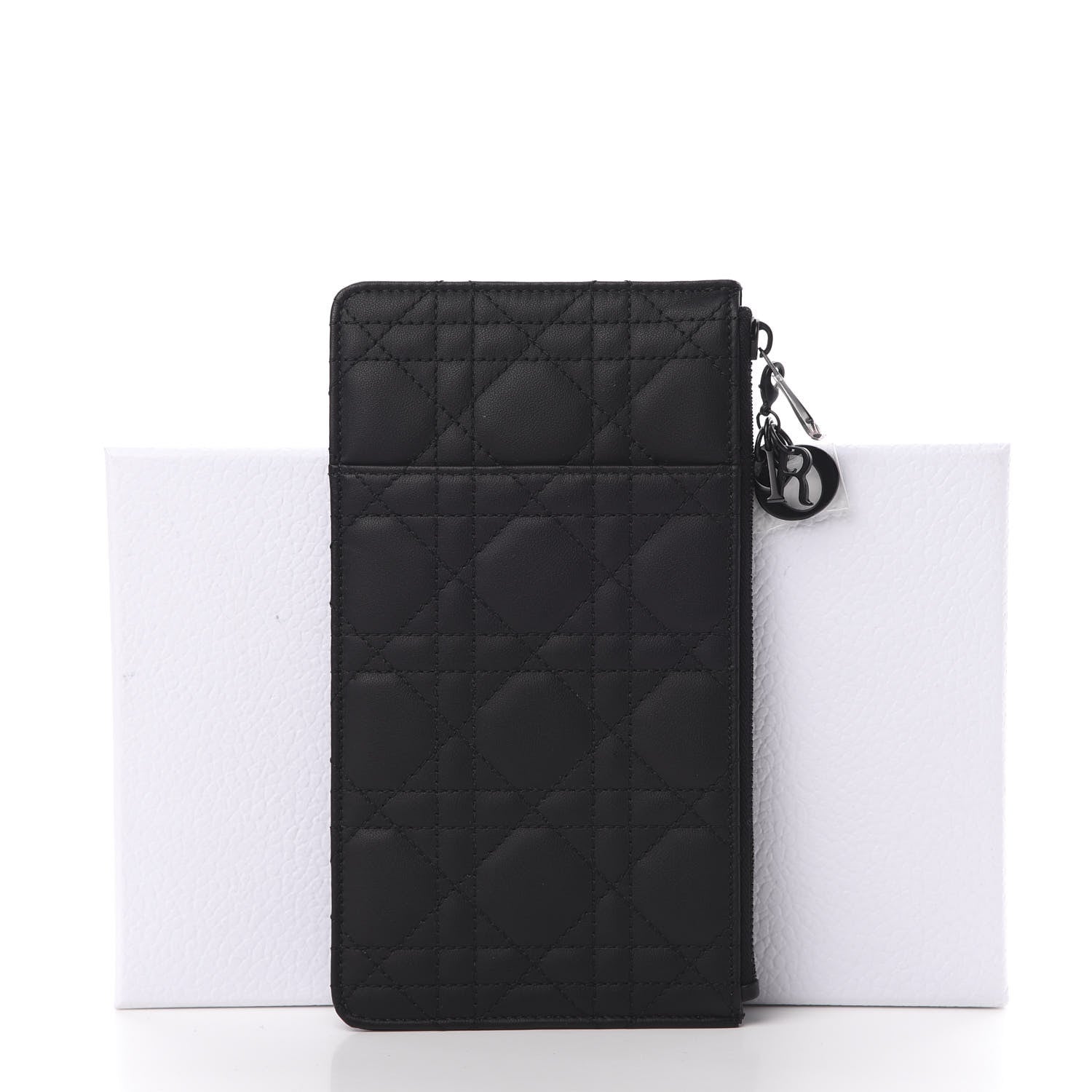 Christian Dior Ultra Matte Calfskin Cannage Large Lady Dior Zip Wallet Black 10 of 10