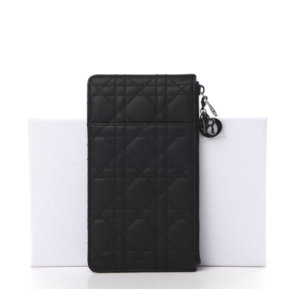 Christian Dior Ultra Matte Calfskin Cannage Large Lady Dior Zip Wallet Black 10 of 10