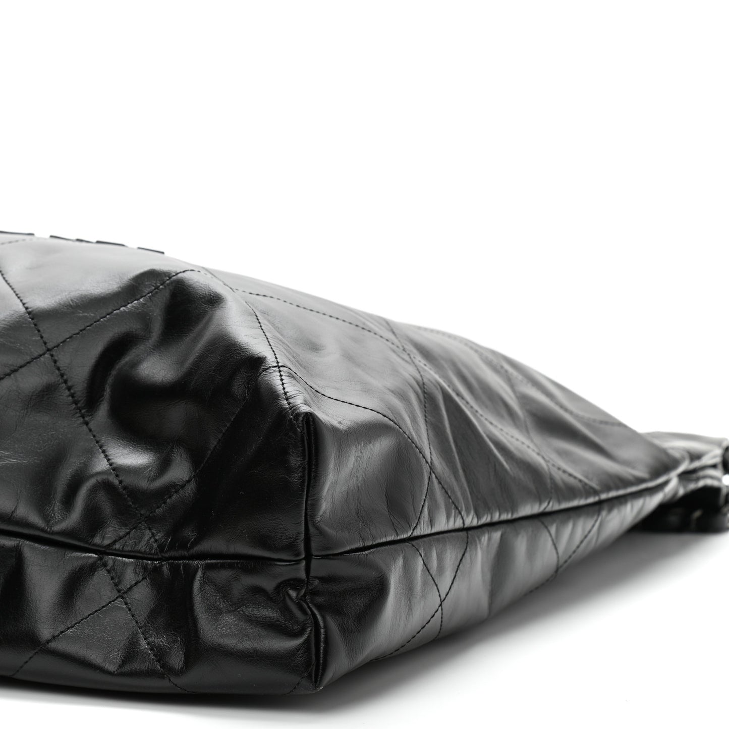 Shiny Calfskin Quilted Large Chanel 22 So Black