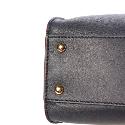 Fendi Vitello Seta Burro Medium Peekaboo Iconic Satchel Blue Notte Plaster 13 of 15