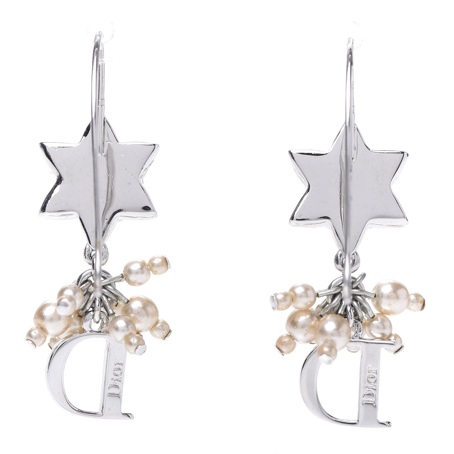 Christian Dior Pearl Star Earrings Silver 4 of 4