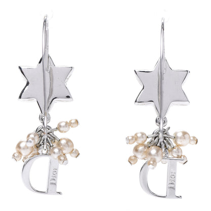 Christian Dior Pearl Star Earrings Silver 4 of 4