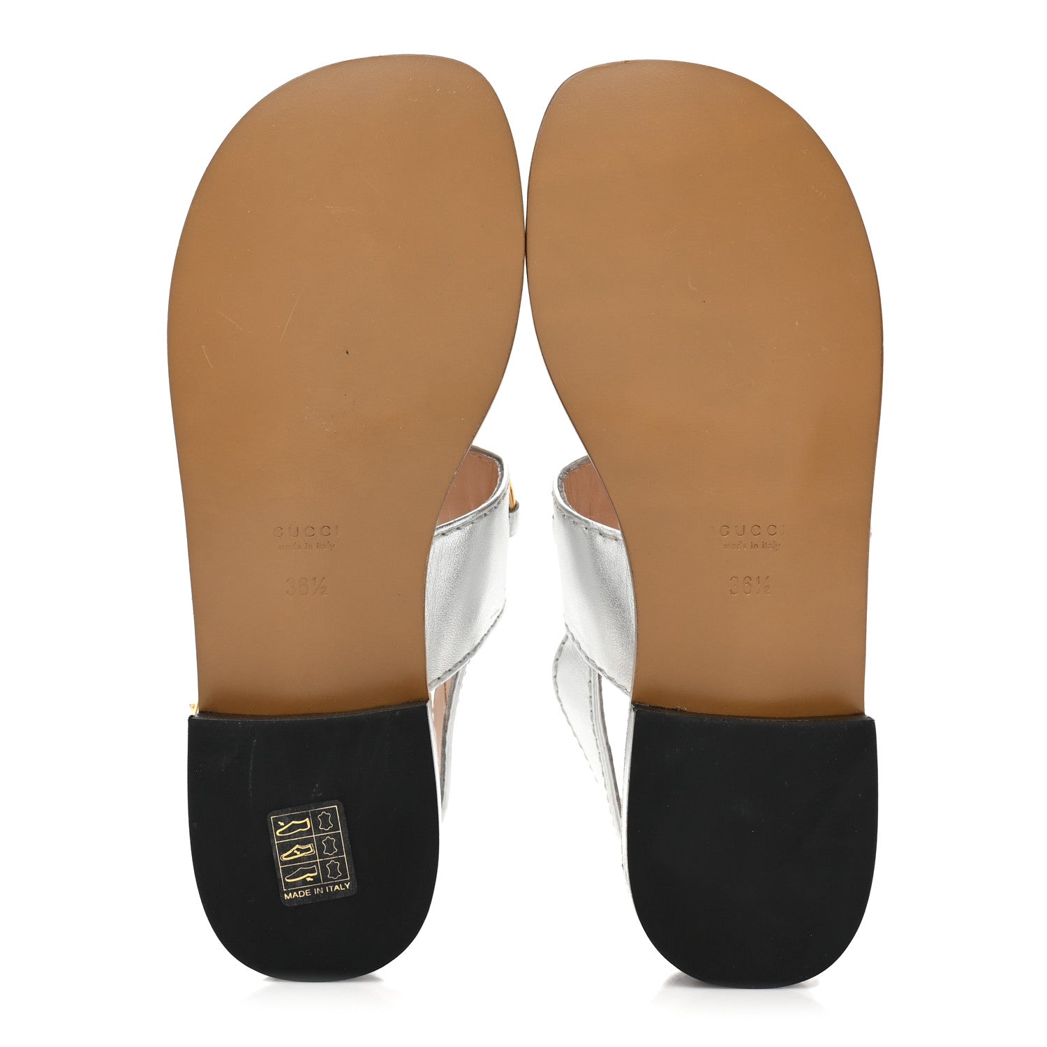 Gucci Nappa Charlotte Horsebit Thong Sandals 36.5 Silver 5 of 8
