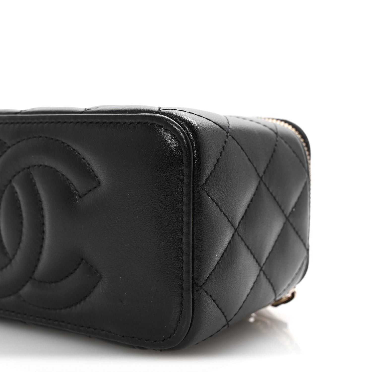 Chanel Lambskin Quilted Pearl Crush Small Vanity Case With Chain Black 10 of 10