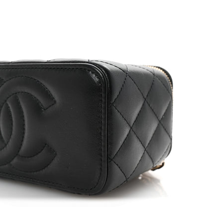 Chanel Lambskin Quilted Pearl Crush Small Vanity Case With Chain Black 10 of 10