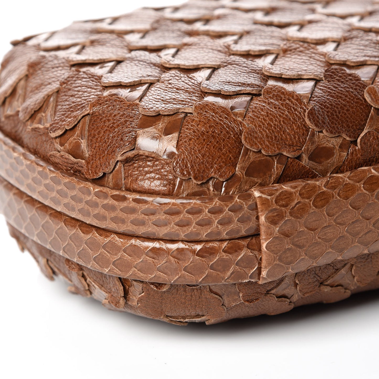 Ayers Grained Calfskin Intrecciato Knot Clutch Brown