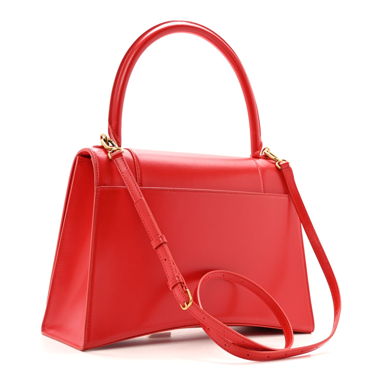 Shiny Box Calfskin Medium Hourglass Top Handle Bag Bright Red
