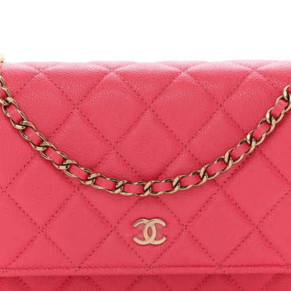 Chanel Caviar Quilted Wallet on Chain WOC Pink 9 of 12