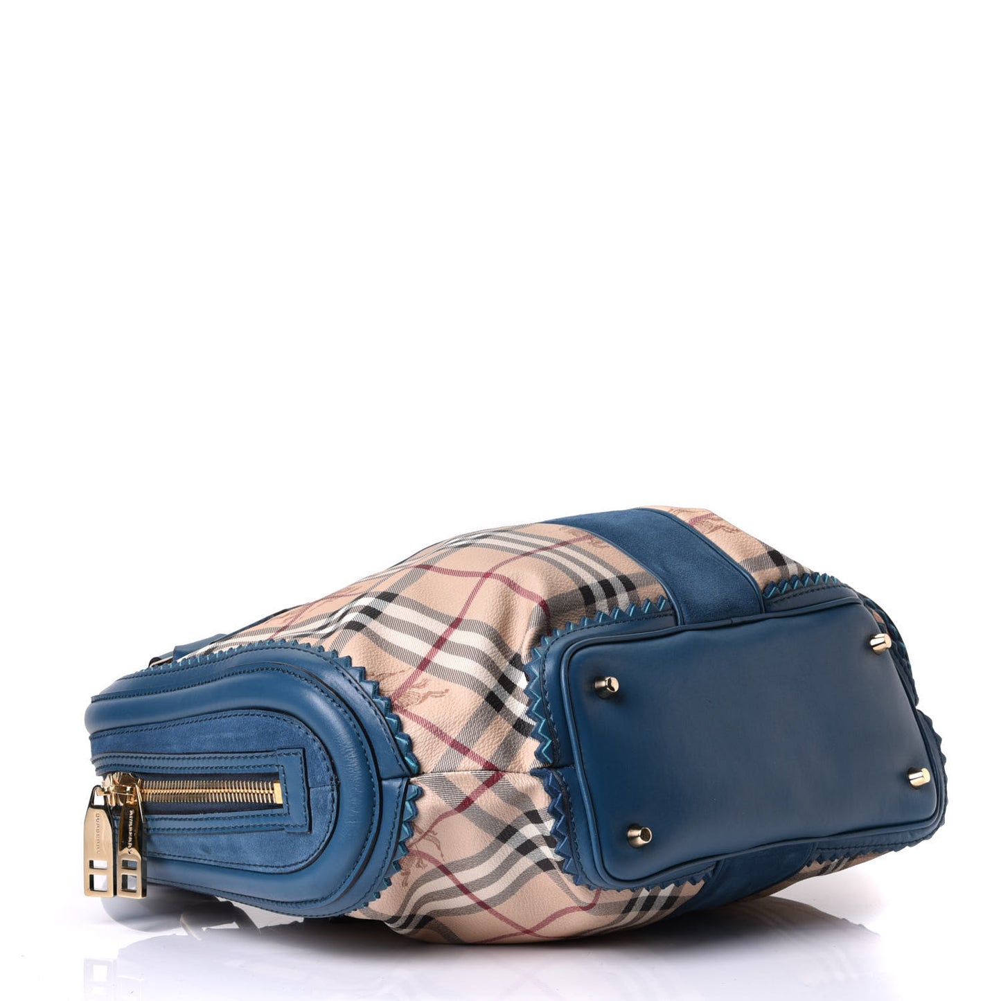 Haymarket Check Suede Prorsum Tassel Bowling Bag Blue