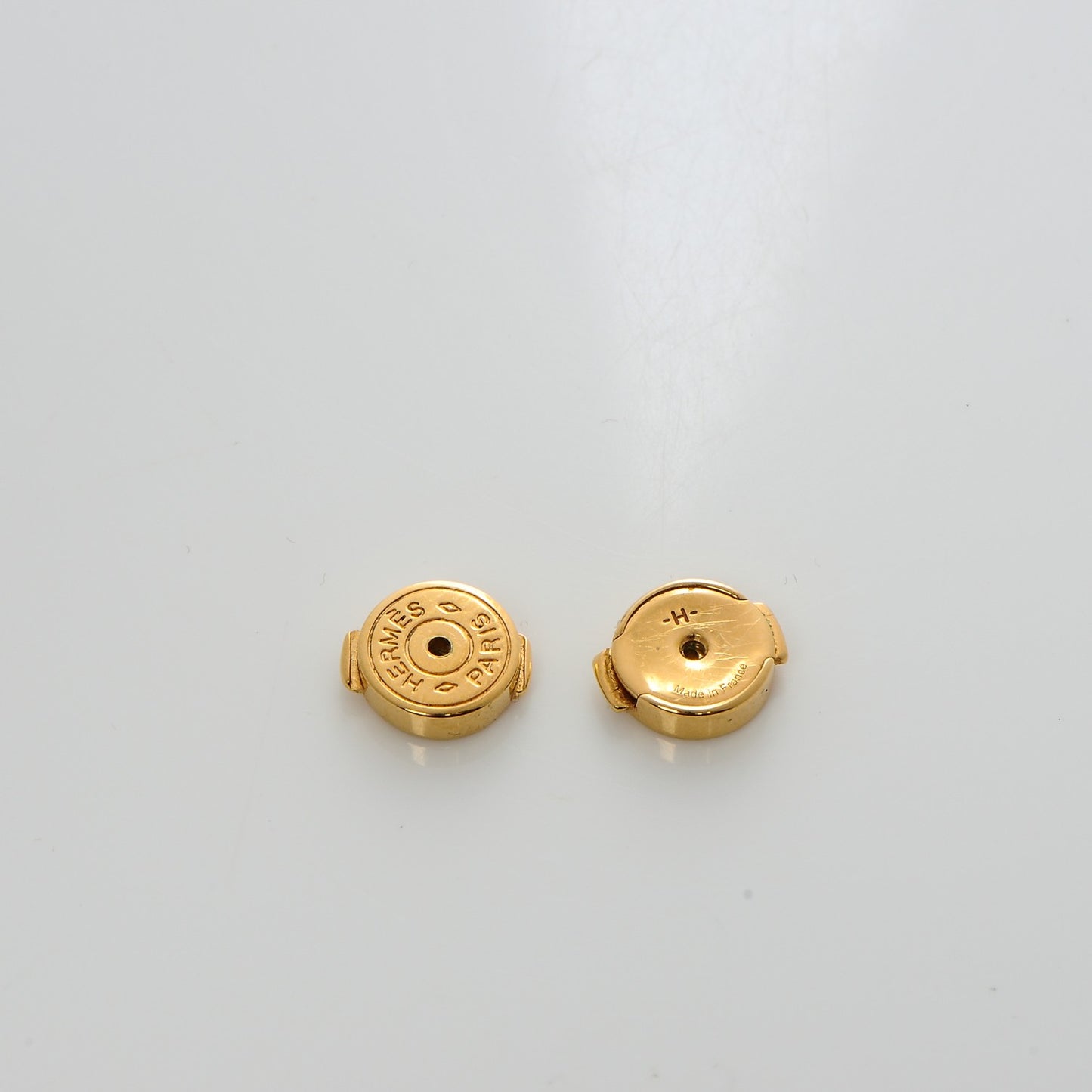 Gold Lacquered Cage d'H Earrings Orange