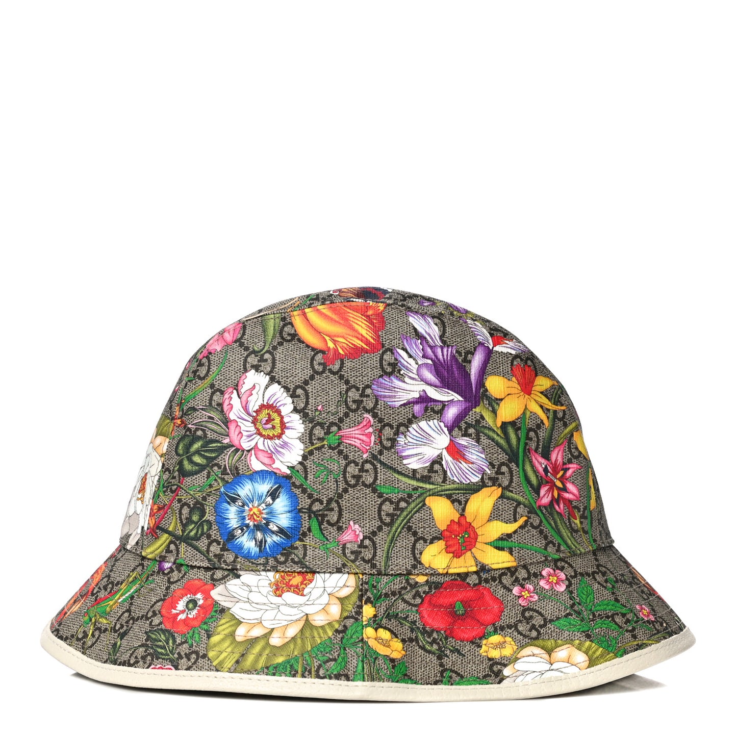 GG Supreme Monogram Flora Fedora Hat S White