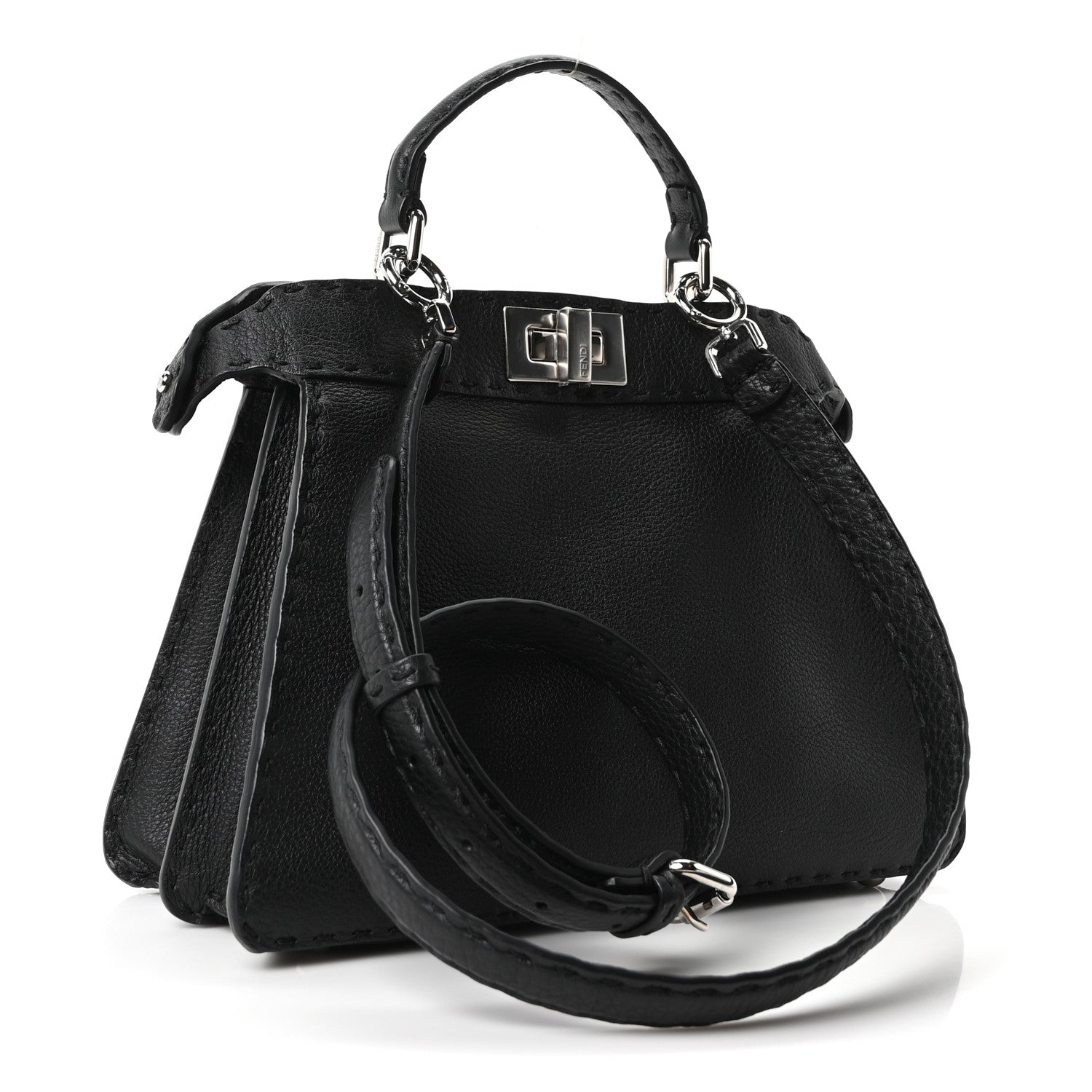 Fendi Cuoio Romano Selleria Chamois Small Peekaboo I SEE U Satchel Black Camel Sunflower 3 of 10