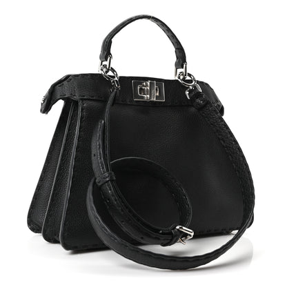 Fendi Cuoio Romano Selleria Chamois Small Peekaboo I SEE U Satchel Black Camel Sunflower 3 of 10