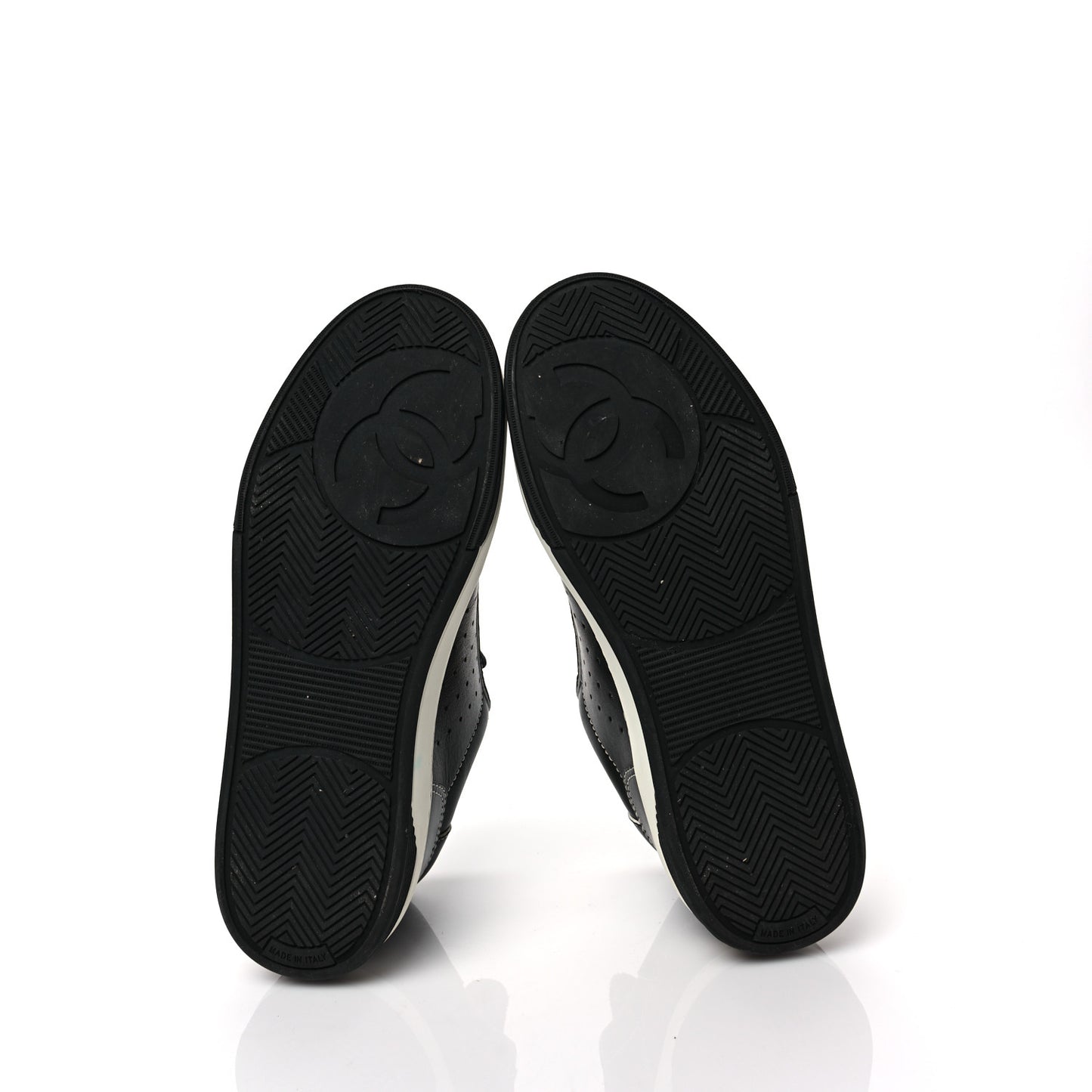 Calfskin Womens Logo Sneakers 40 Black White