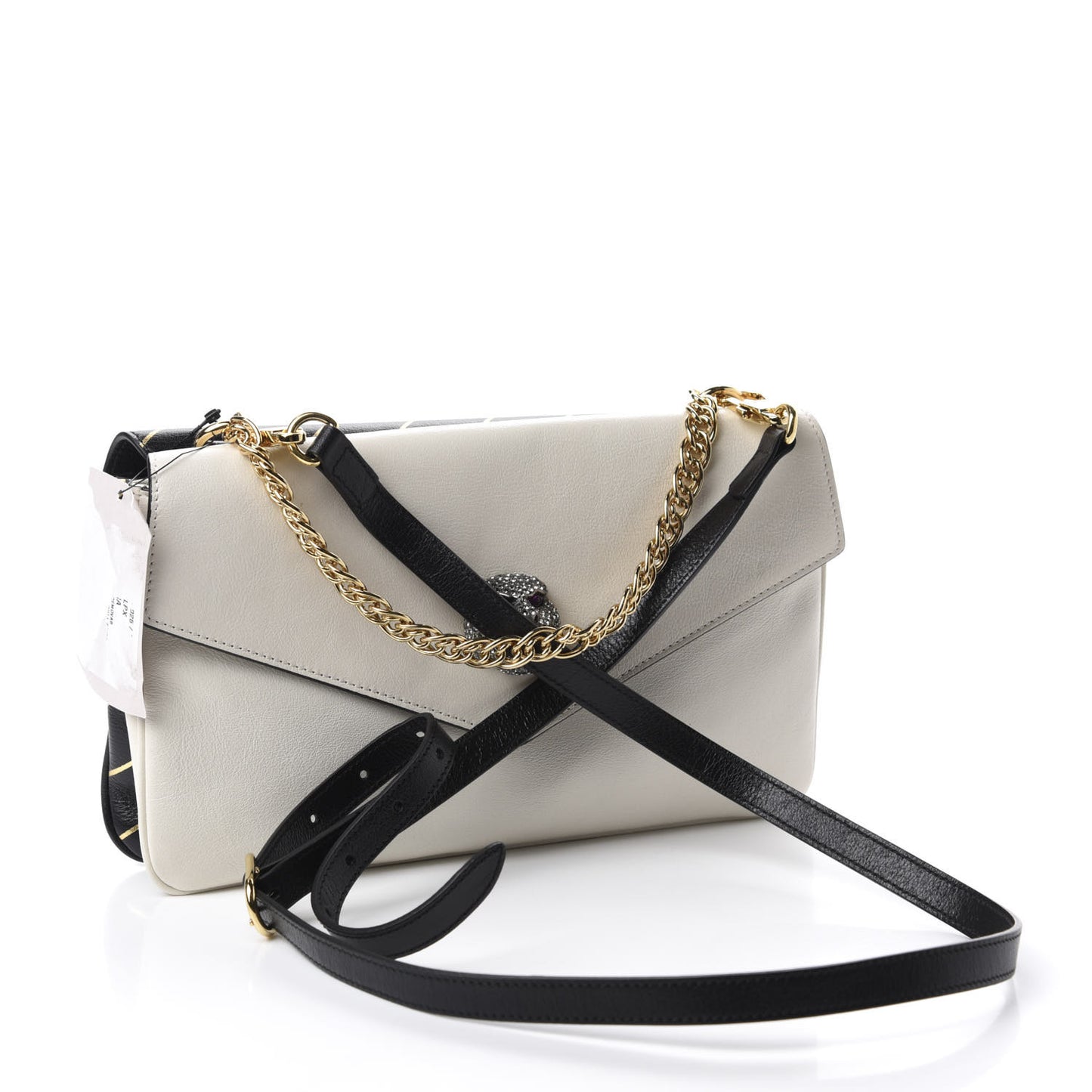 Calfskin Diagonal GG Medium Thiara Double Envelope Shoulder Bag Black White