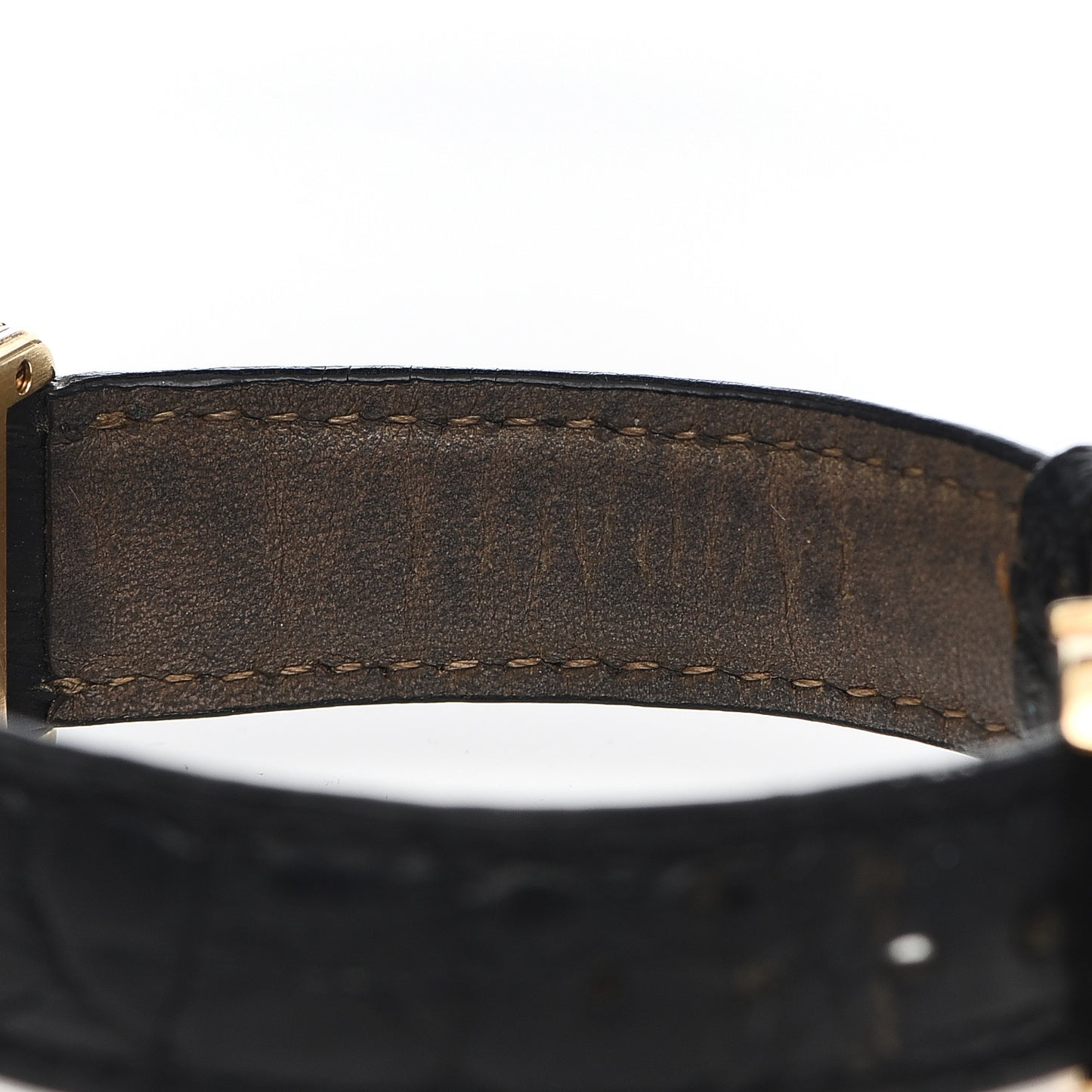18K Yellow Gold Alligator 20mm Tank Louis Quartz Watch