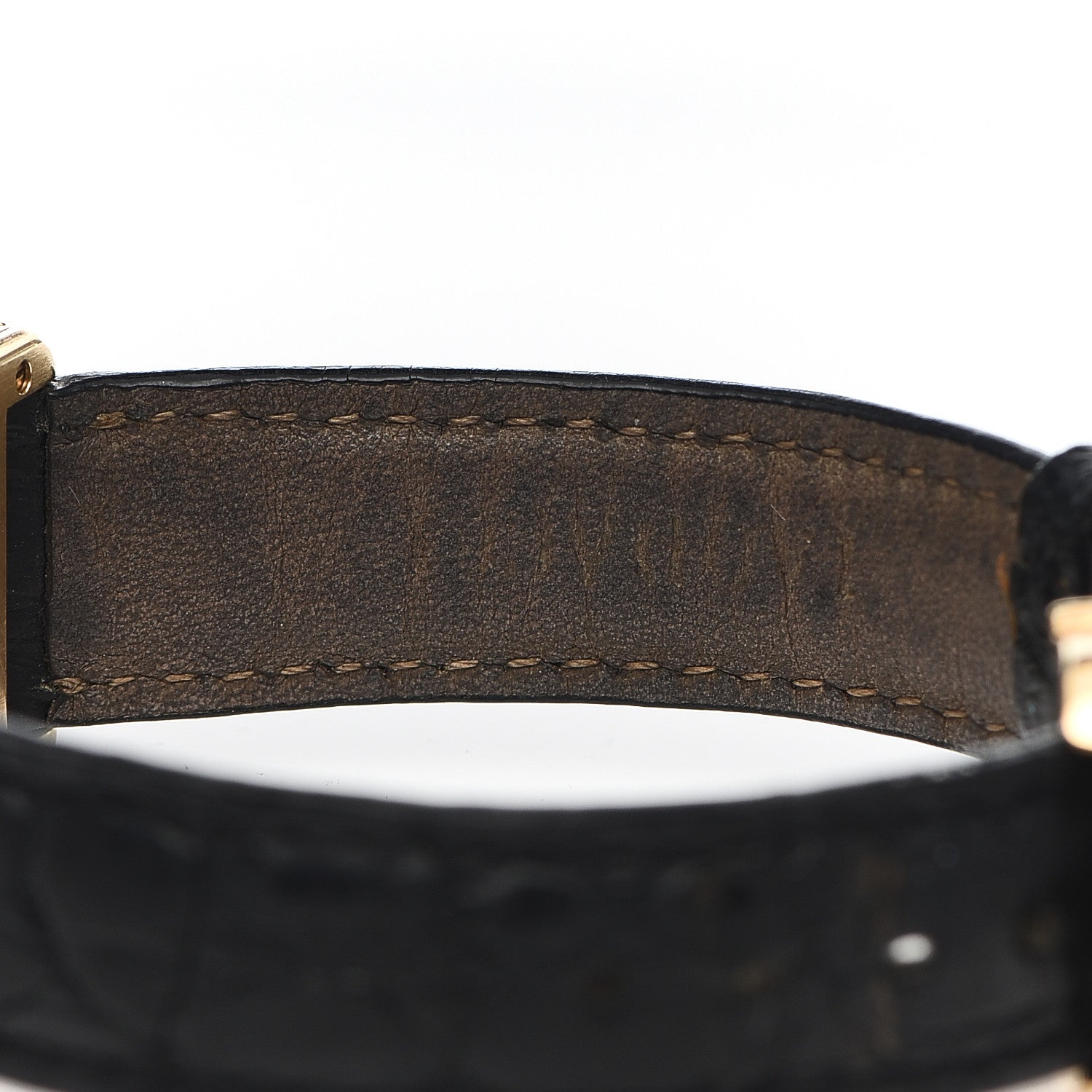 Cartier 18K Yellow Gold Alligator 20mm Tank Louis Quartz Watch 7 of 9