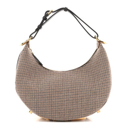 Fendi Wool Vitello Grace Small Houndstooth Small Fendigraphy Hobo Bag Beige Ebano 1 of 11
