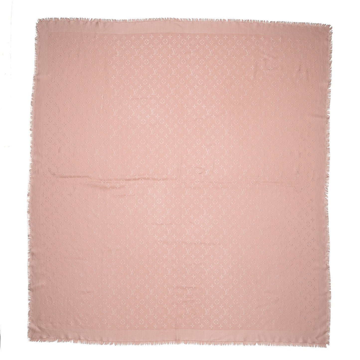Silk Wool Monogram Shawl Rose